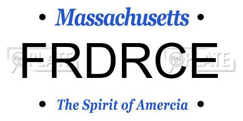 FRDRCE Massachusetts License Plate