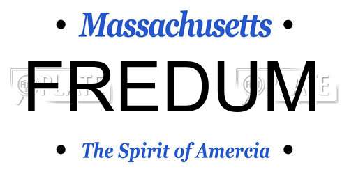 FREDUM Massachusetts License Plate