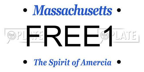 FREE1 Massachusetts License Plate
