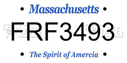 FRF3493 Massachusetts License Plate