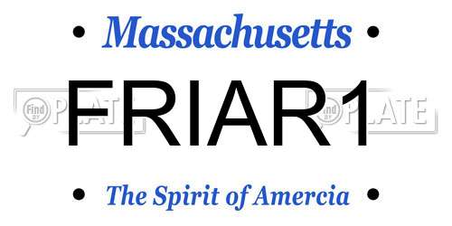 FRIAR1 Massachusetts License Plate