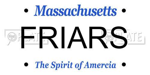 FRIARS Massachusetts License Plate