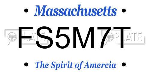 FS5M7T Massachusetts License Plate