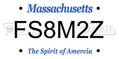FS8M2Z Massachusetts License Plate
