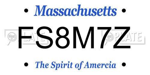 FS8M7Z Massachusetts License Plate
