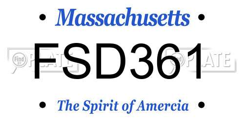 FSD361 Massachusetts License Plate