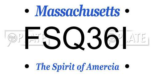 FSQ36I Massachusetts License Plate