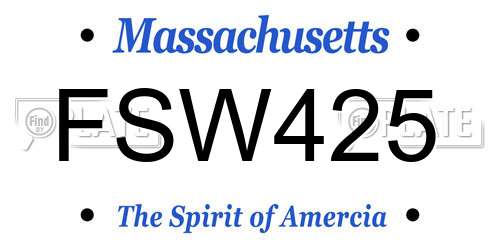 FSW425 Massachusetts License Plate