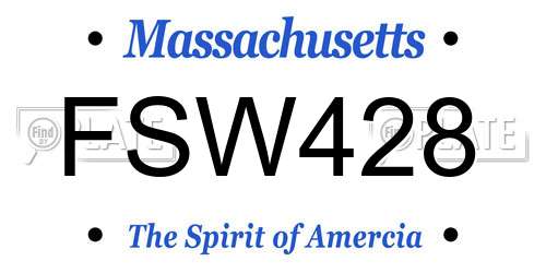 FSW428 Massachusetts License Plate