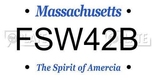 FSW42B Massachusetts License Plate