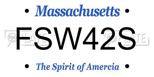 FSW42S Massachusetts License Plate
