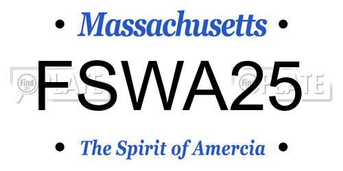 FSWA25 Massachusetts License Plate