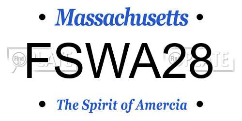 FSWA28 Massachusetts License Plate