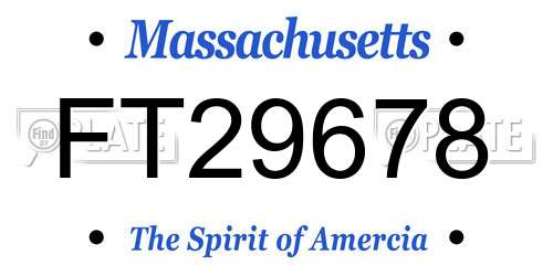 FT29678 Massachusetts License Plate