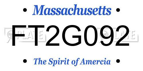 FT2G092 Massachusetts License Plate