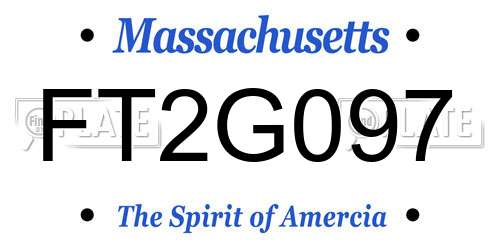 FT2G097 Massachusetts License Plate