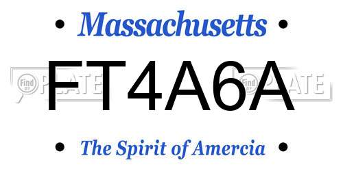 FT4A6A Massachusetts License Plate