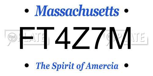 FT4Z7M Massachusetts License Plate