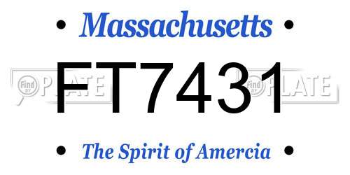 FT7431 Massachusetts License Plate