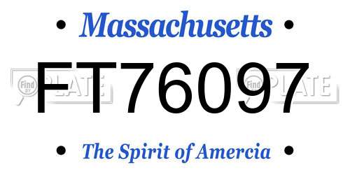 FT76097 Massachusetts License Plate