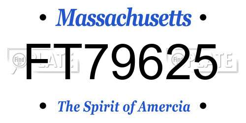 FT79625 Massachusetts License Plate