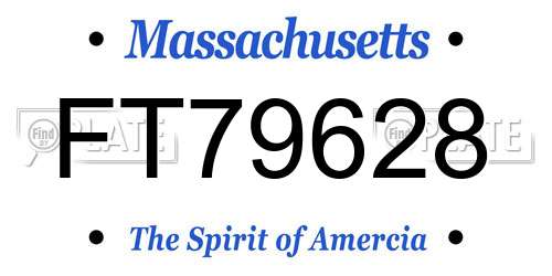 FT79628 Massachusetts License Plate