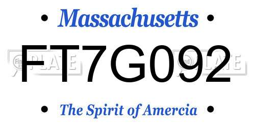 FT7G092 Massachusetts License Plate