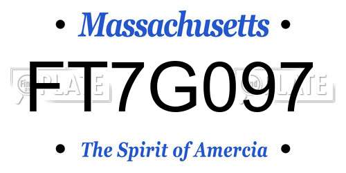 FT7G097 Massachusetts License Plate