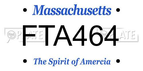 FTA464 Massachusetts License Plate