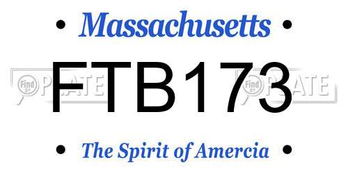 FTB173 Massachusetts License Plate