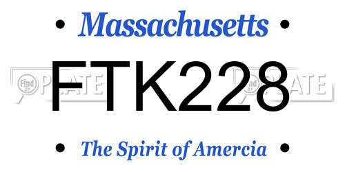 FTK228 Massachusetts License Plate