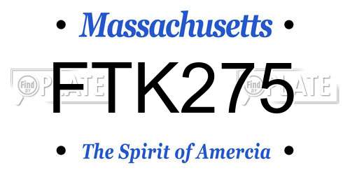 FTK275 Massachusetts License Plate