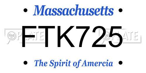 FTK725 Massachusetts License Plate