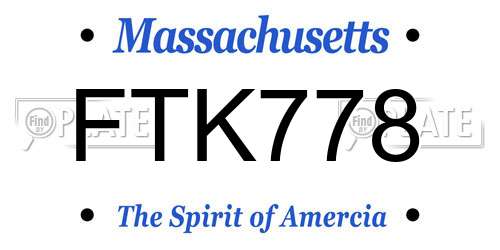 FTK778 Massachusetts License Plate