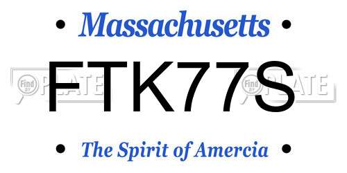 FTK77S Massachusetts License Plate