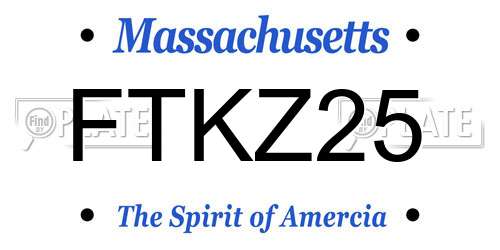 FTKZ25 Massachusetts License Plate