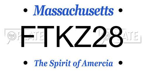 FTKZ28 Massachusetts License Plate