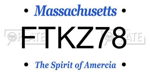 FTKZ78 Massachusetts License Plate