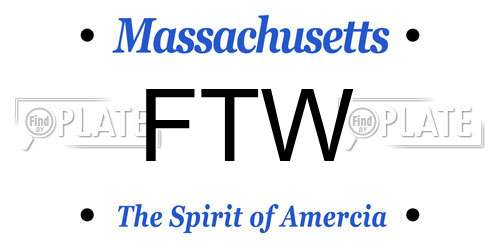 FTW Massachusetts License Plate