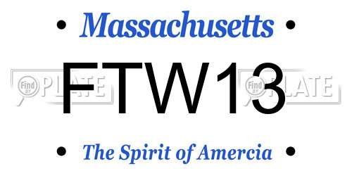 FTW13 Massachusetts License Plate