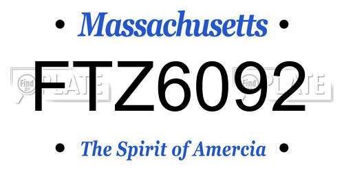 FTZ6092 Massachusetts License Plate