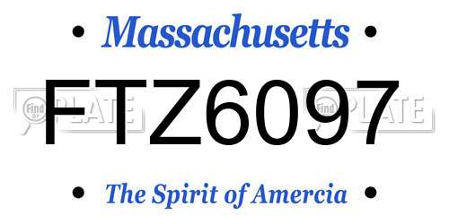 FTZ6097 Massachusetts License Plate