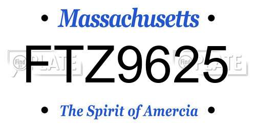 FTZ9625 Massachusetts License Plate