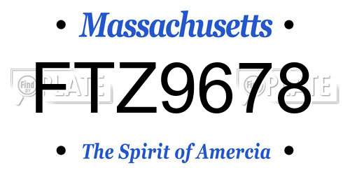 FTZ9678 Massachusetts License Plate