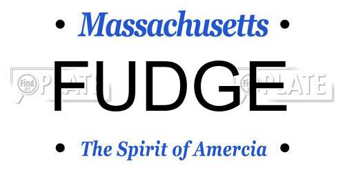 FUDGE Massachusetts License Plate