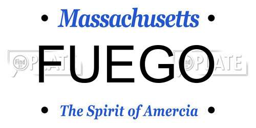 FUEGO Massachusetts License Plate