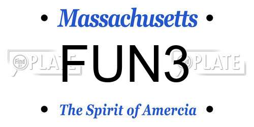 FUN3 Massachusetts License Plate