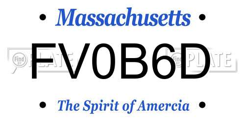 FV0B6D Massachusetts License Plate