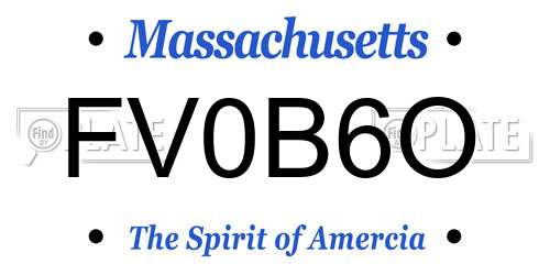 FV0B6O Massachusetts License Plate