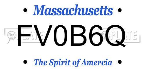 FV0B6Q Massachusetts License Plate